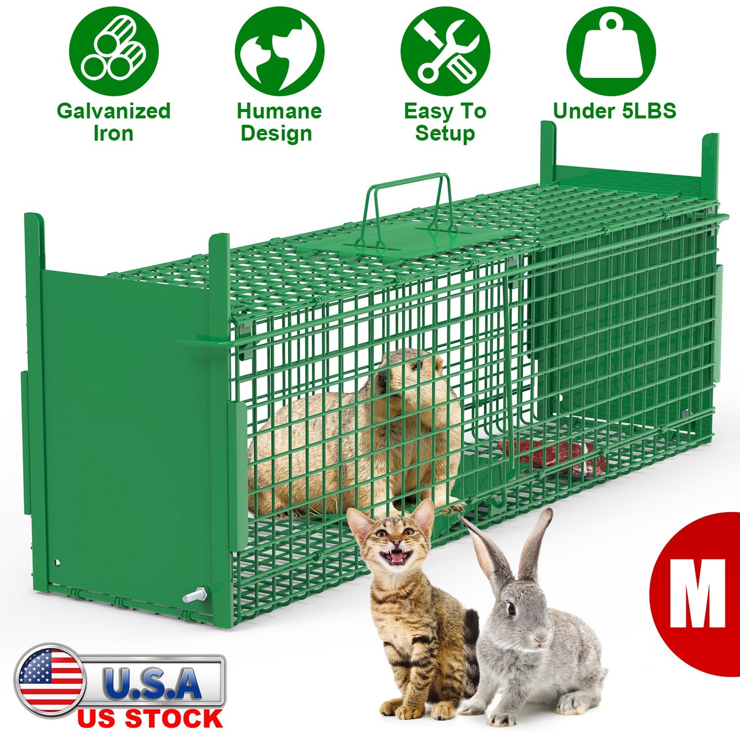 40in Humane Live Animal Trap Cage for Raccoons & Opossums