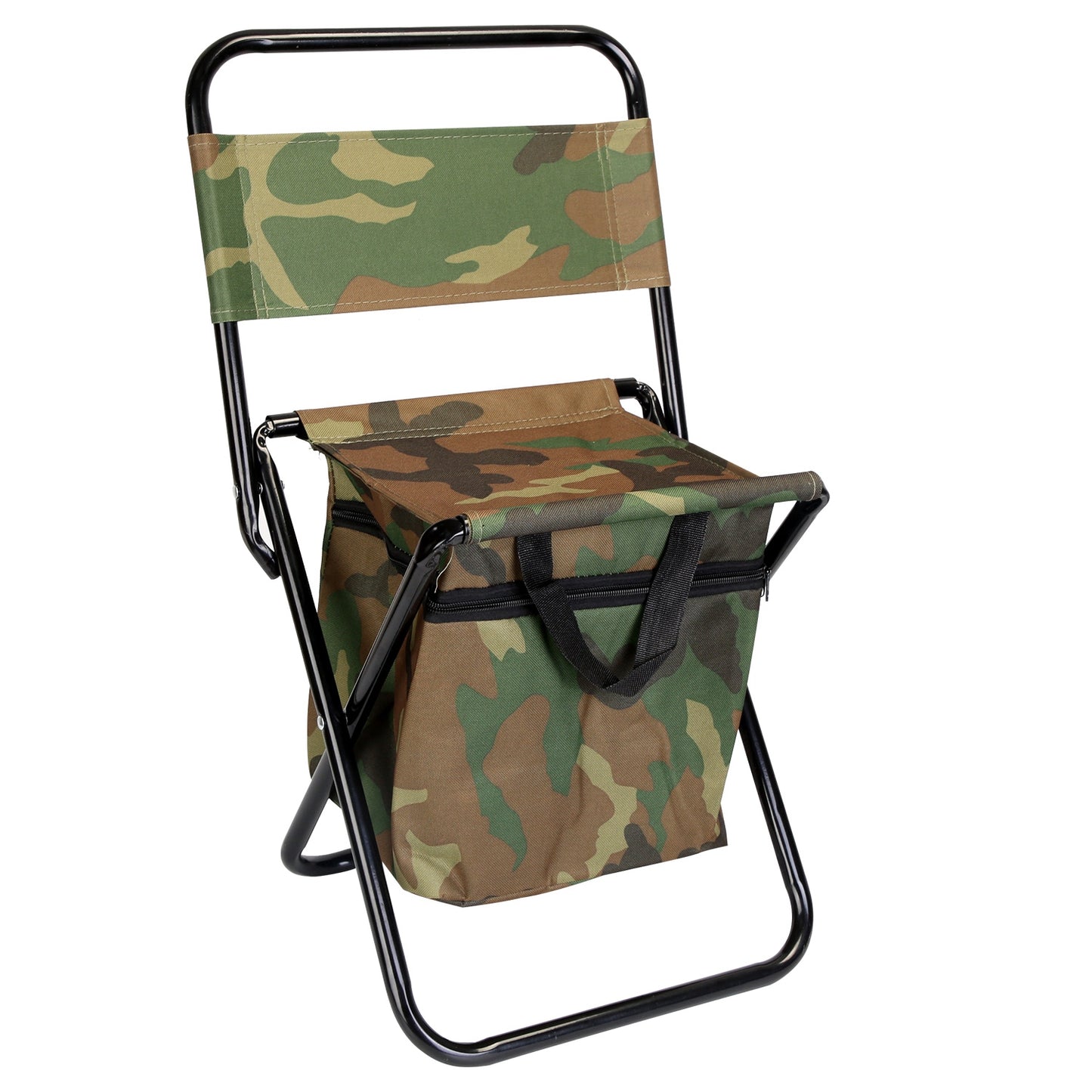Foldable Fishing Chair with Built-In Cooler Bag and Backrest