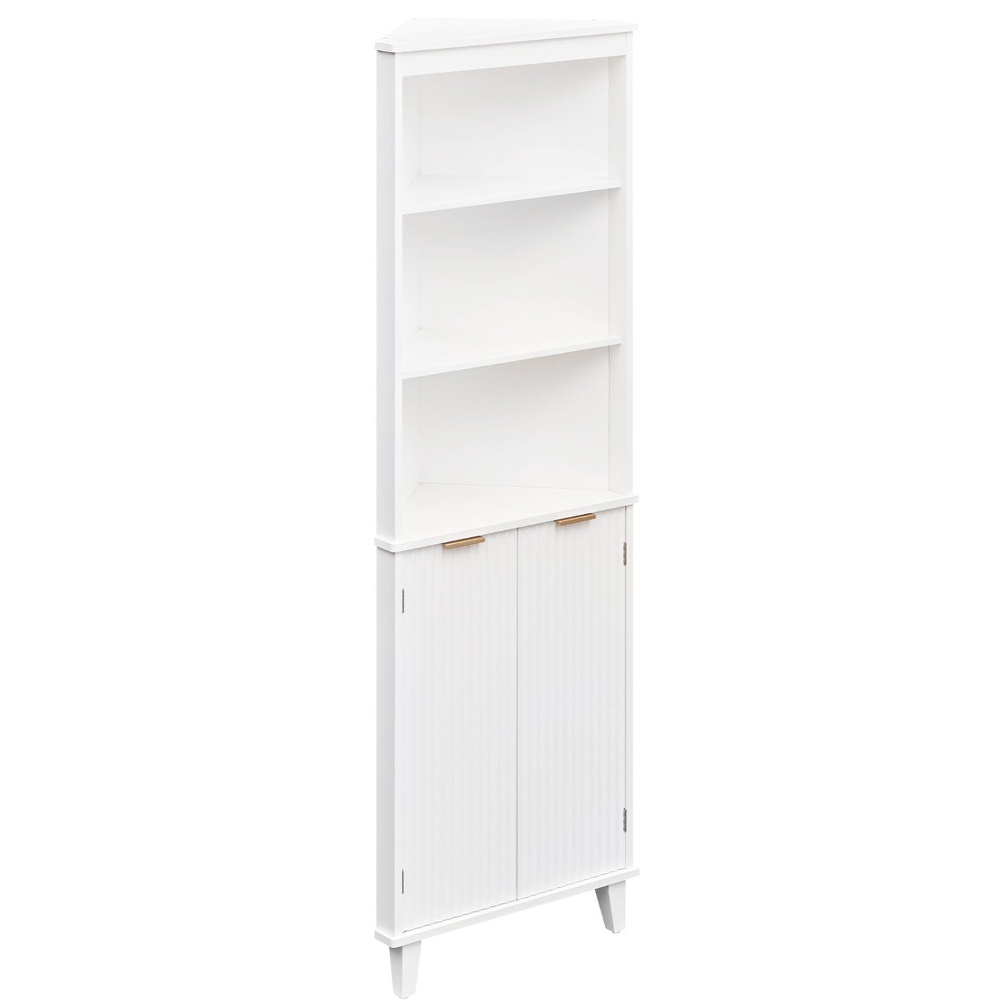 68 Inch Tall Bathroom Floor Storage Cabinet with Fluted Doors