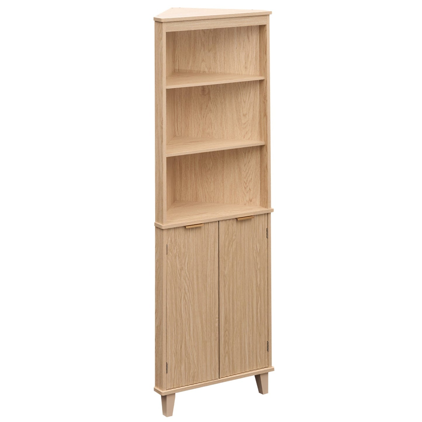 68 Inch Tall Corner Cabinet with Fluted Doors for Bathroom