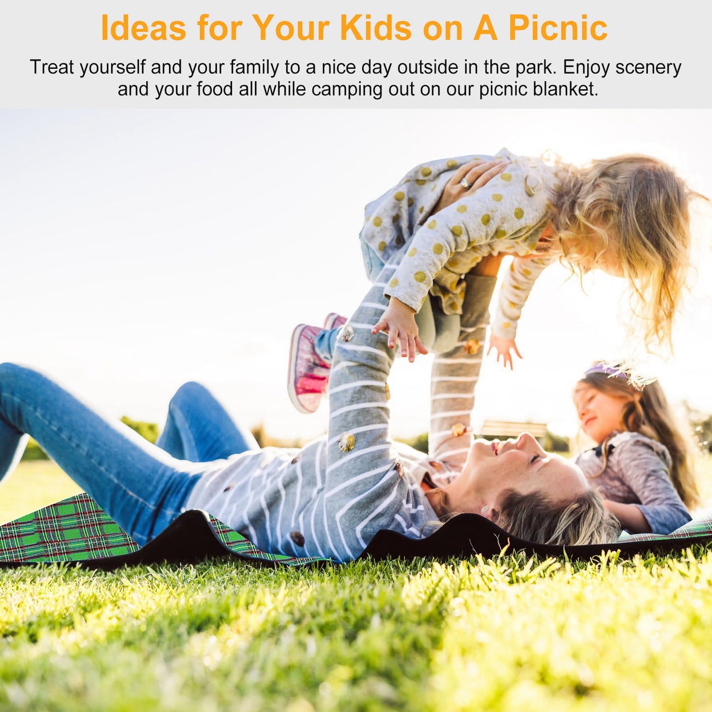 Waterproof Picnic Blanket 60x78 with Carrying Strap