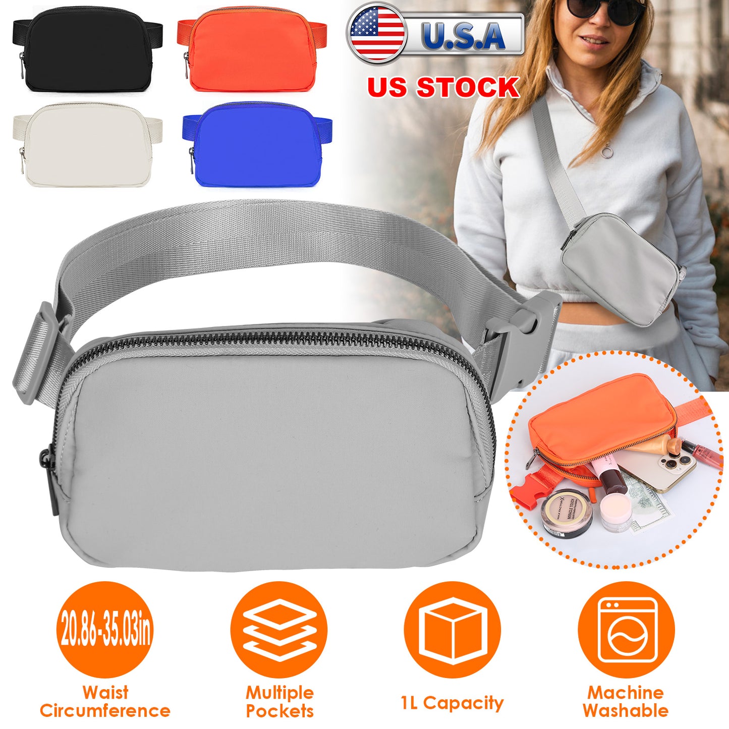Unisex Sport Waist Pack with Multiple Pockets