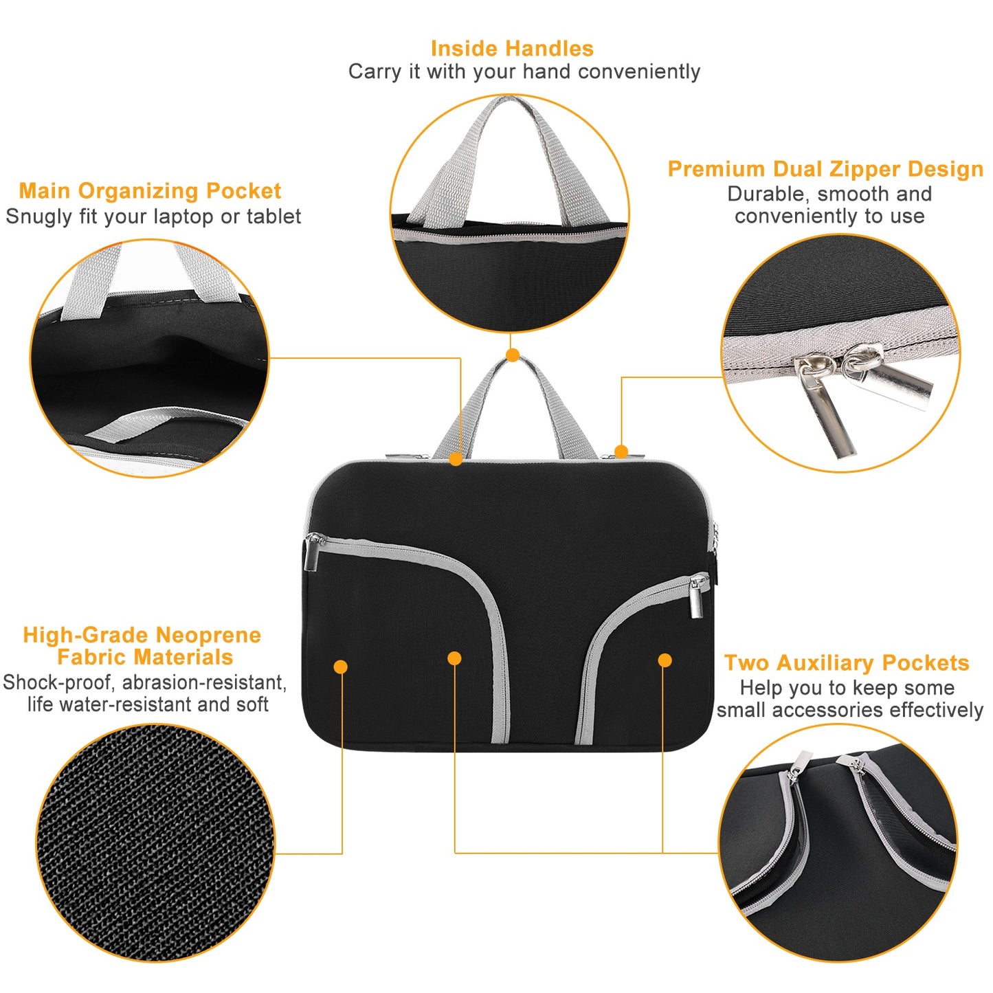 Laptop Sleeve Bag with Front Pockets - Neoprene Protection