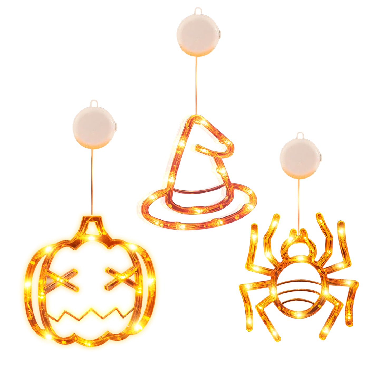 Halloween Window Light Set - Spider, Witch Hat & Pumpkin