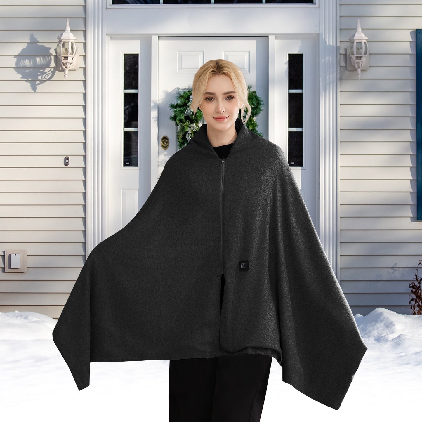 USB Heated Shawl with 3 Heat Levels and Zipper