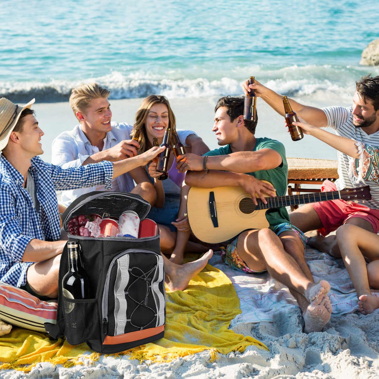 Insulated Cooler Backpack 36 Can Leakproof with Bottle Opener