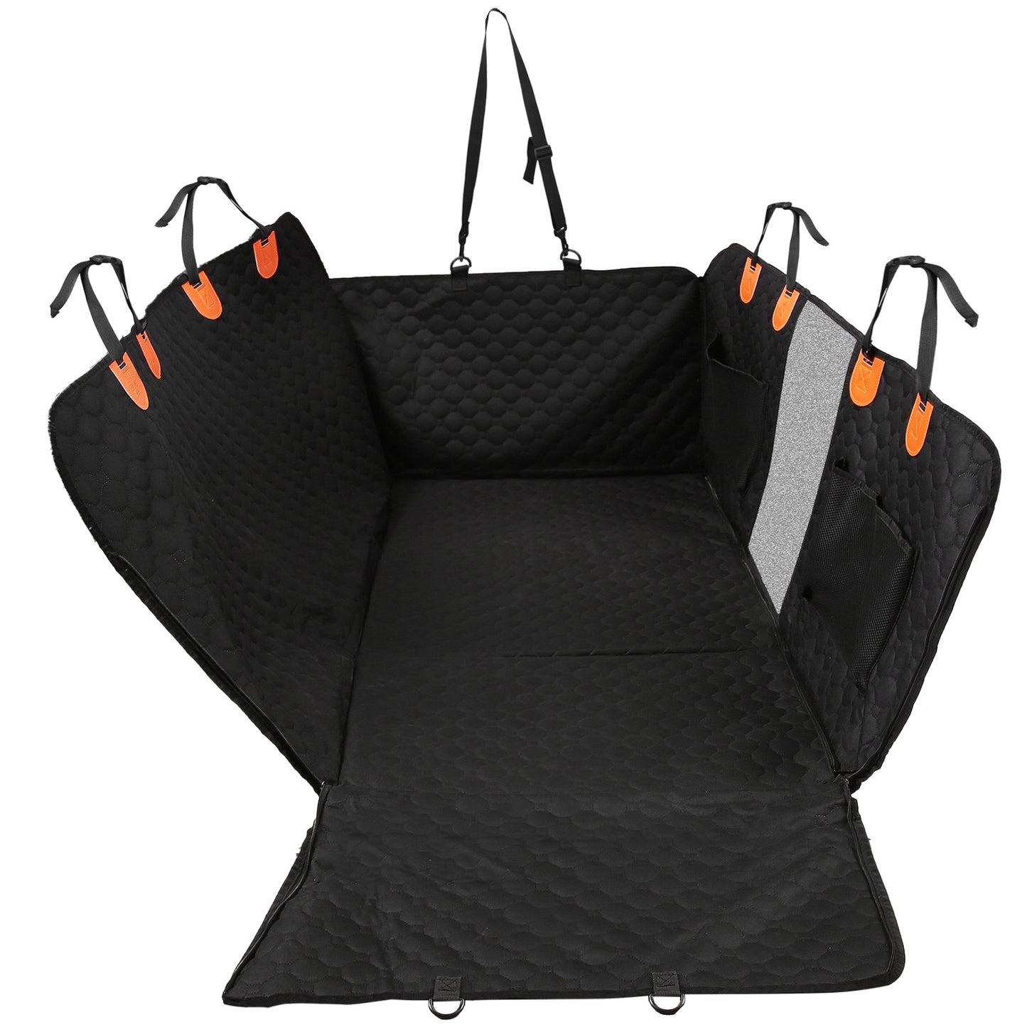 Dog Car Back Seat Cover with Mesh Window & Storage Bags