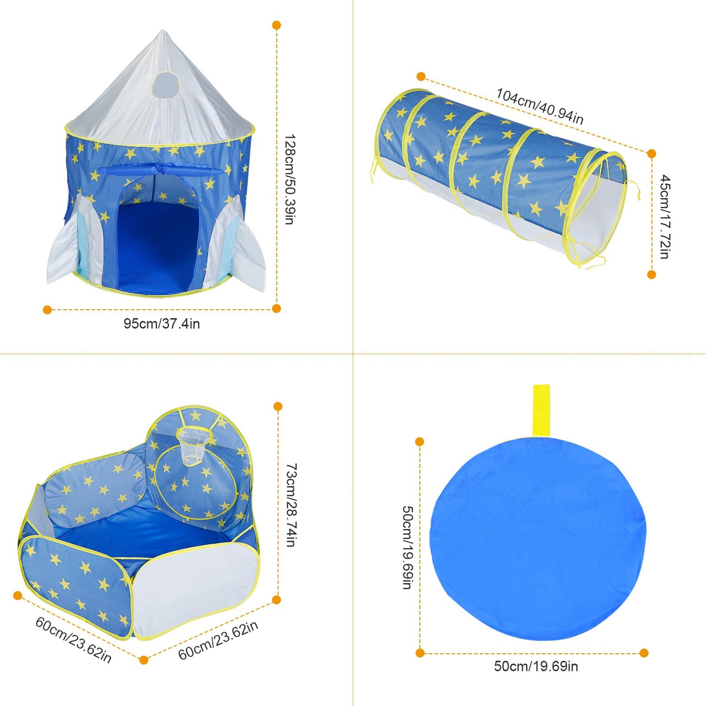 Kids Play Tent 3-in-1 with Tunnel and Ball Pit