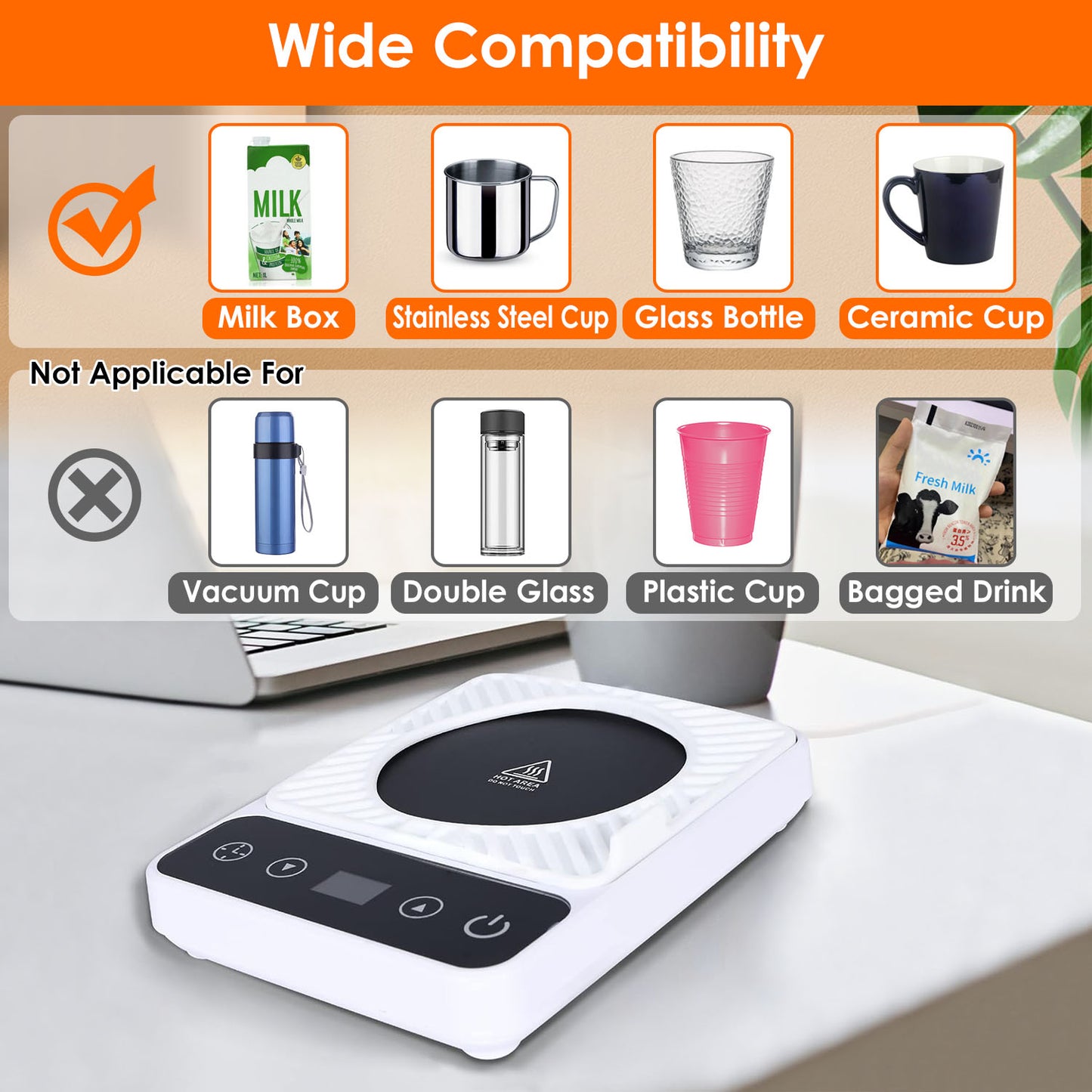 Electric Mug Warmer with 6 Temperature Levels & Auto Shut-Off