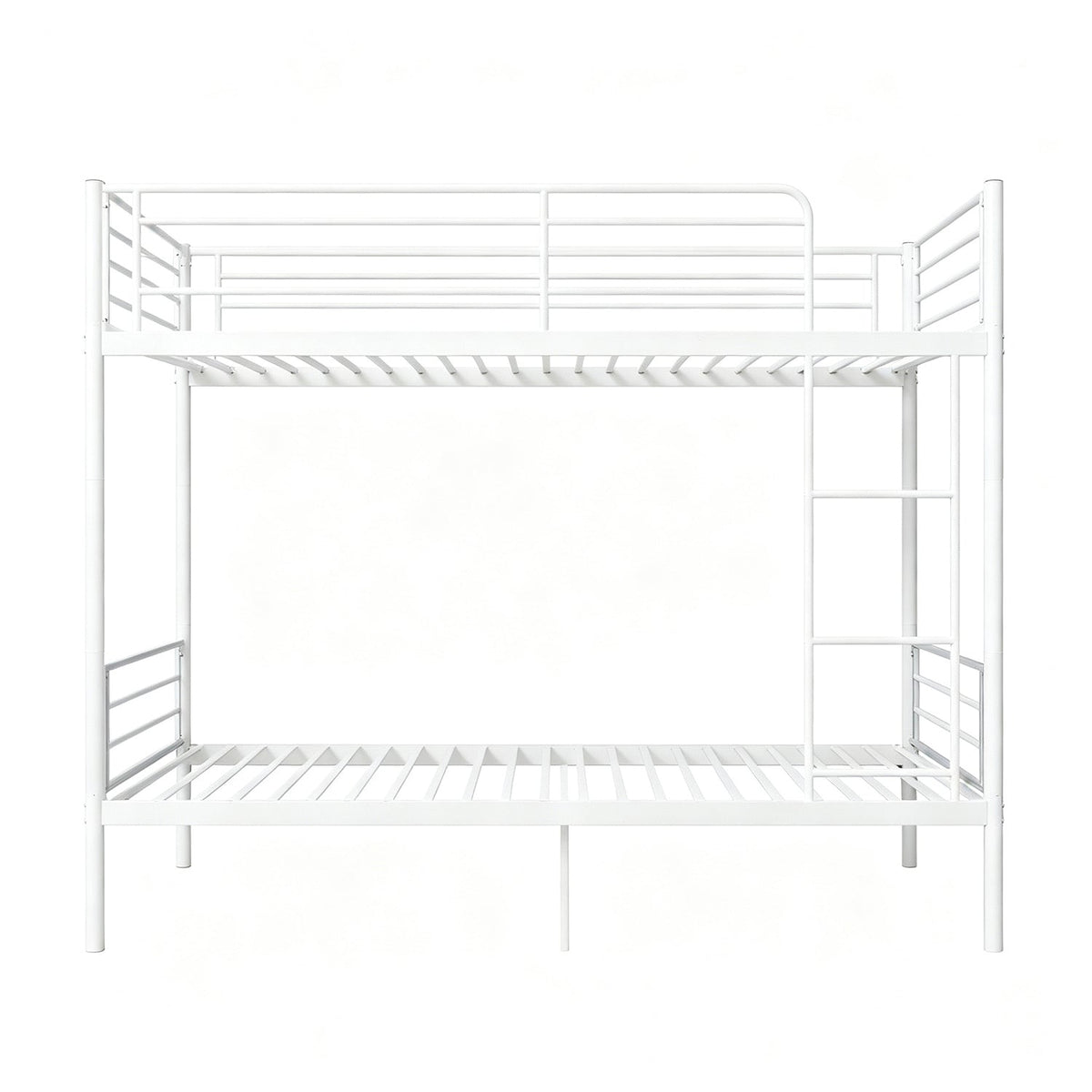 Twin Over Twin Metal Bunk Bed with Ladder and Guardrails