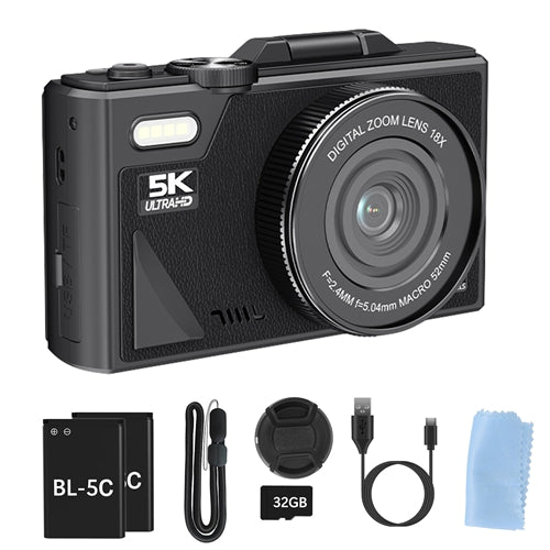 5K Digital Camera with 75MP, WiFi & 18X Zoom