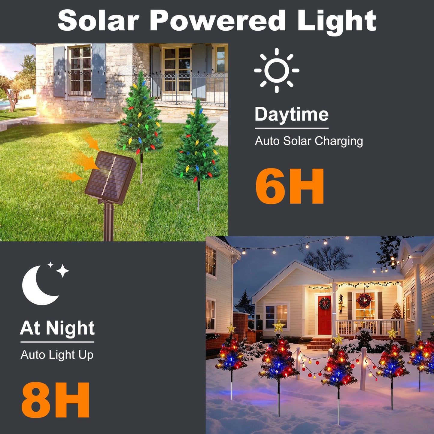 Solar Christmas Tree Pathway Lights with 100 LED & 8 Modes