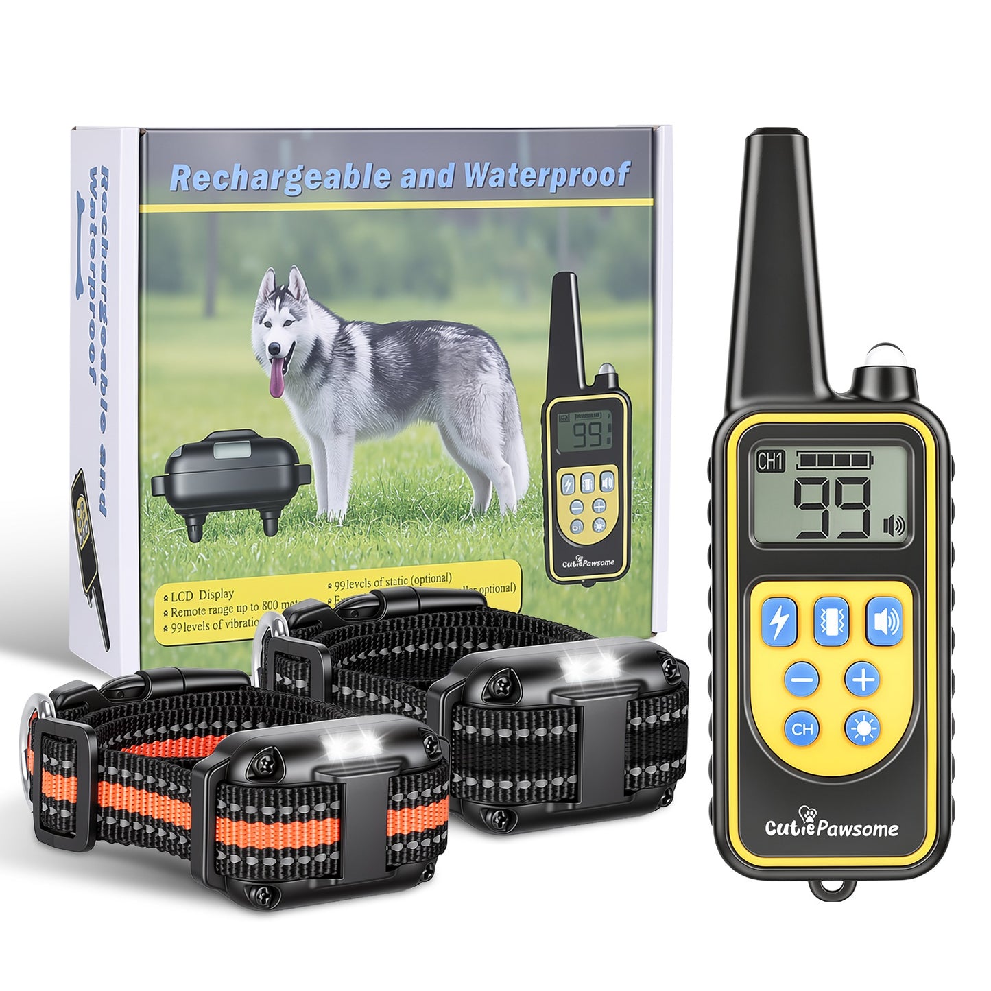 Dog Training Collar Receiver with Adjustable Belt IP67 Waterproof