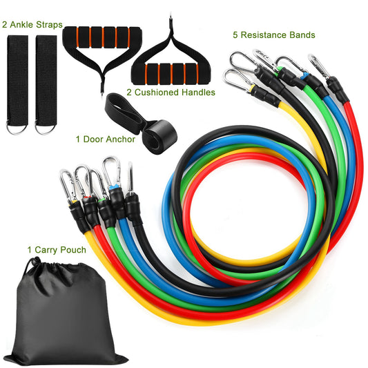 Resistance Bands Set 11-Piece with Door Anchor and Handles