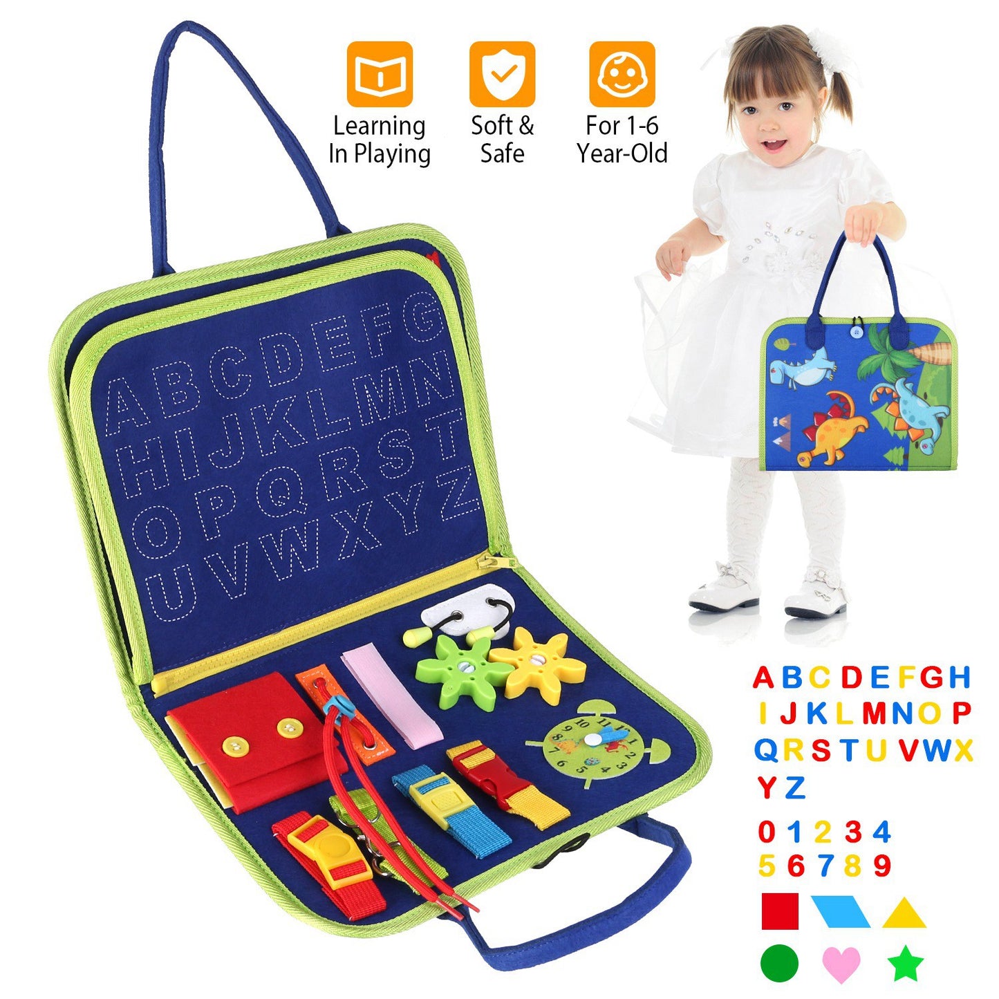 Busy Board Sensory Activity Toy for Toddlers Ages 1-6