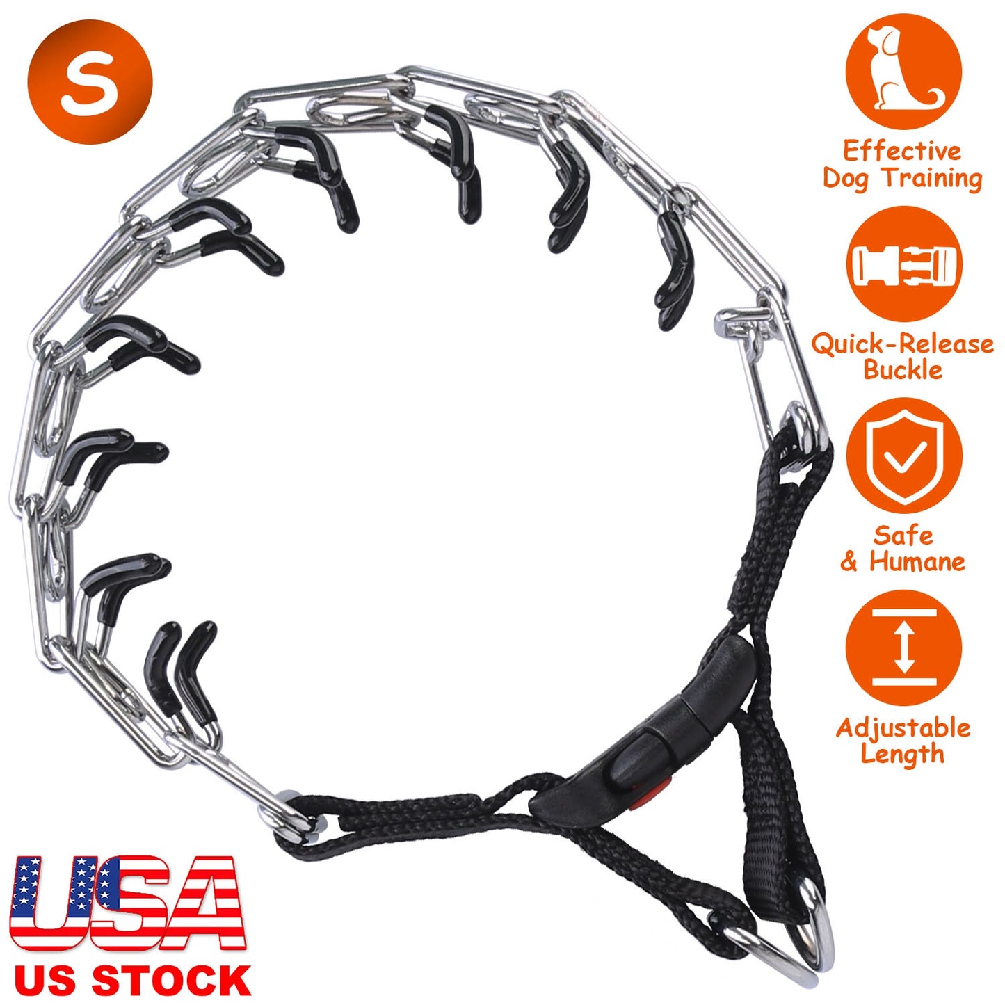 Dog Training Collar with Prong Chain and Quick-Release Buckle