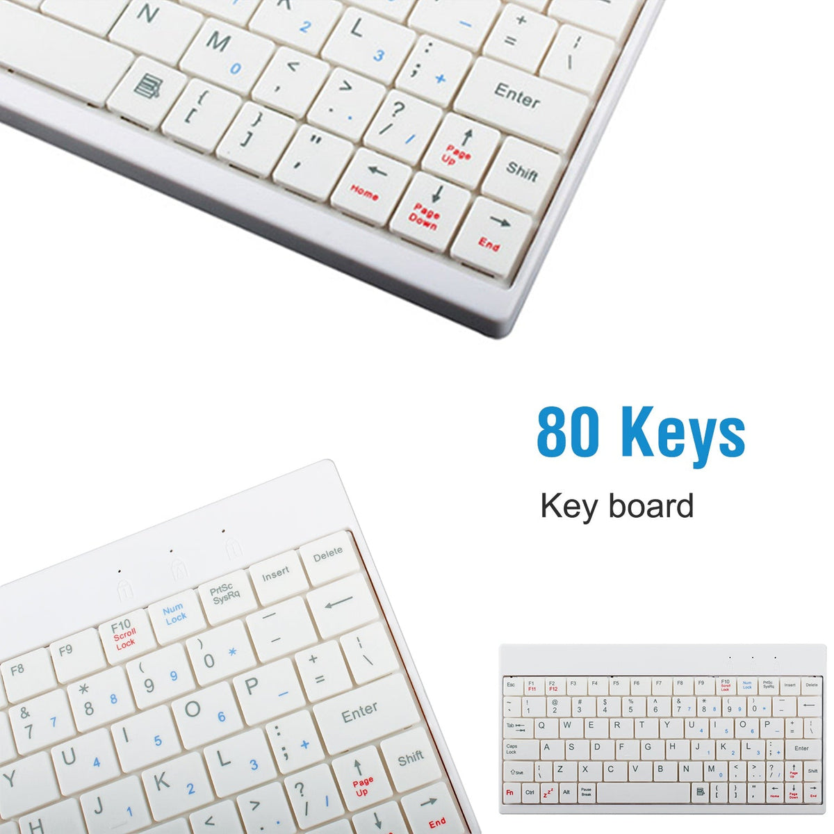 80 Keys Wired Keyboard Mini USB Connector Keyboard Portable Durable Keyboard w/ Carry Bag Tablet Stand for Android Window Tablet