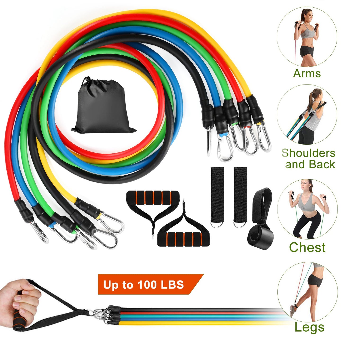 Resistance Bands Set 11-Piece with Door Anchor and Handles