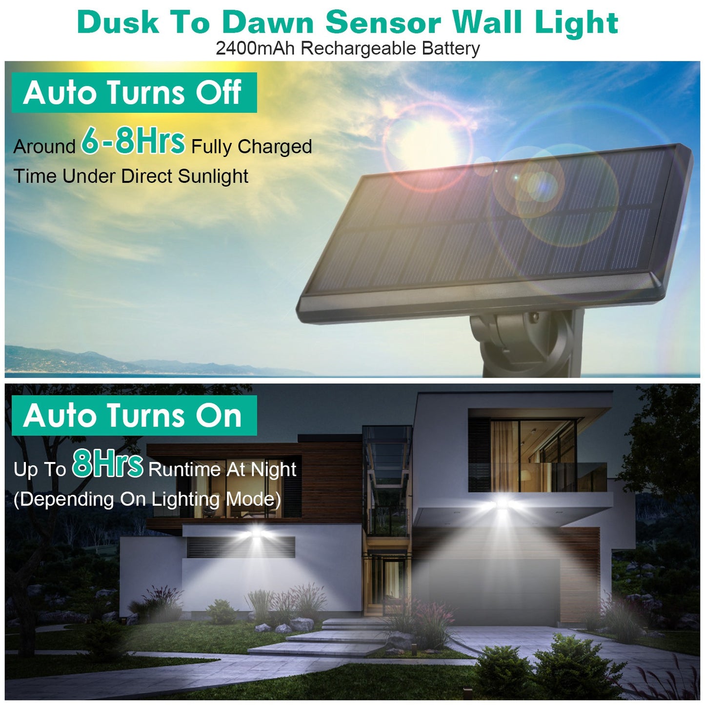 Solar Motion Sensor Wall Light 2-Pack with 333 LED Beads