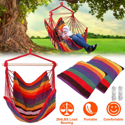 Hanging Hammock Chair with Pillows – 265 lbs Capacity