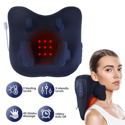 Cordless Neck Massager with Heating and 4D Shiatsu Kneading