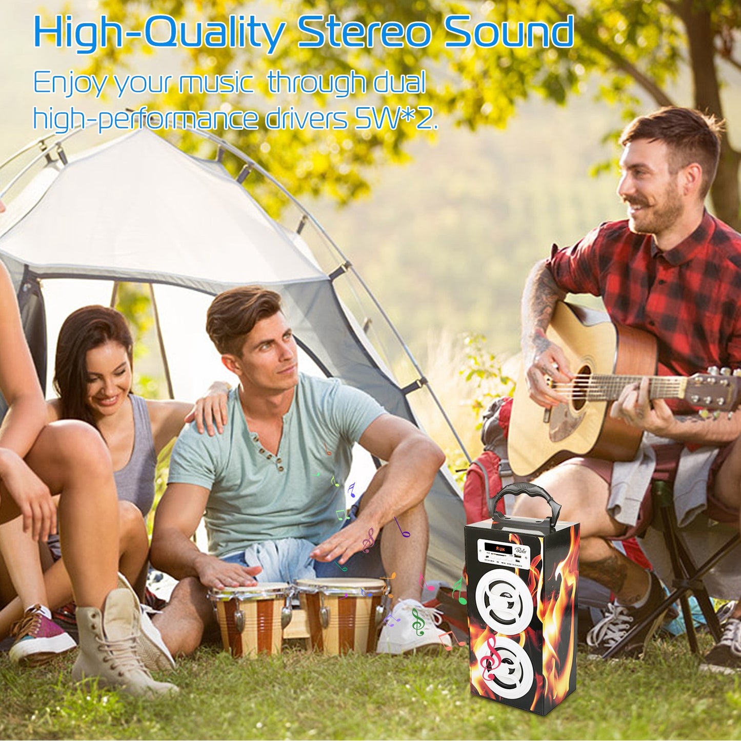 Wooden Bluetooth Speaker 10W Dual Driver with FM Radio