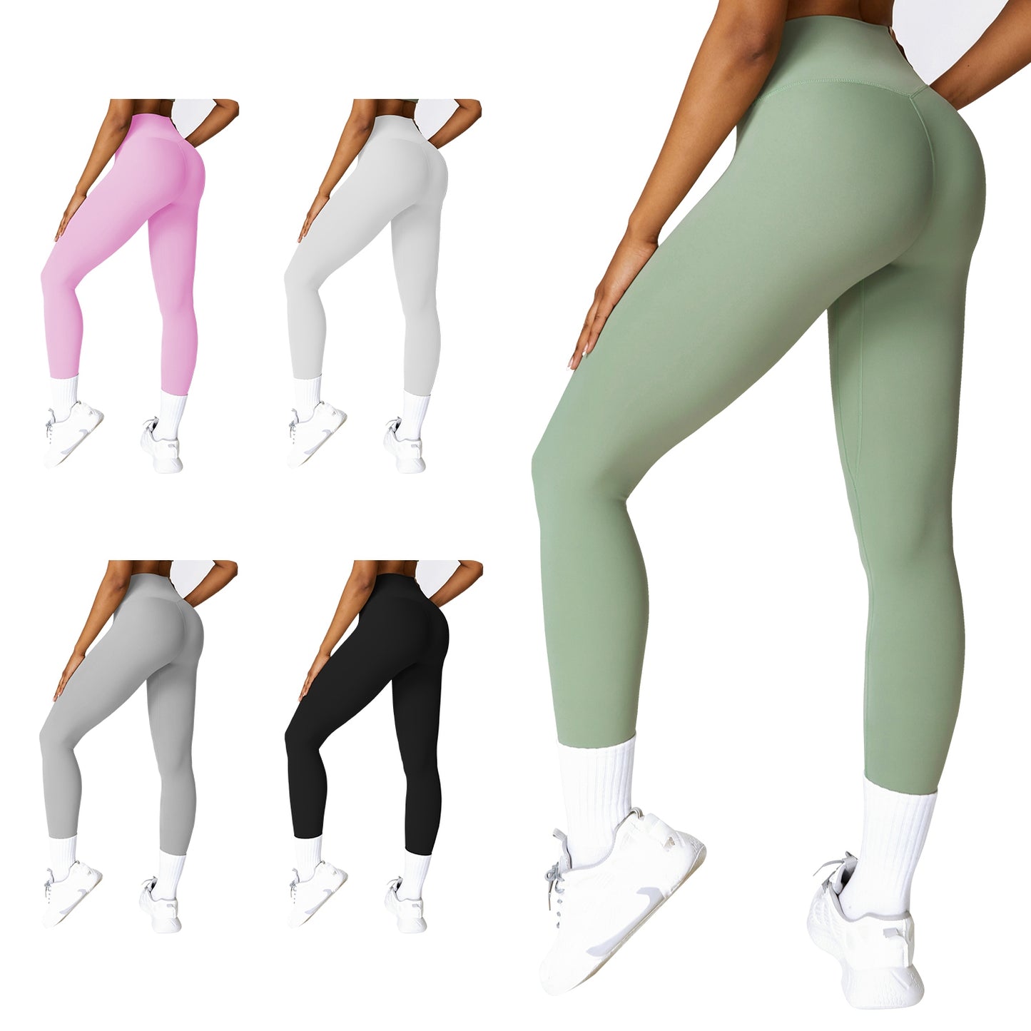 High Waist Workout Leggings with Tummy Control - 25" Inseam
