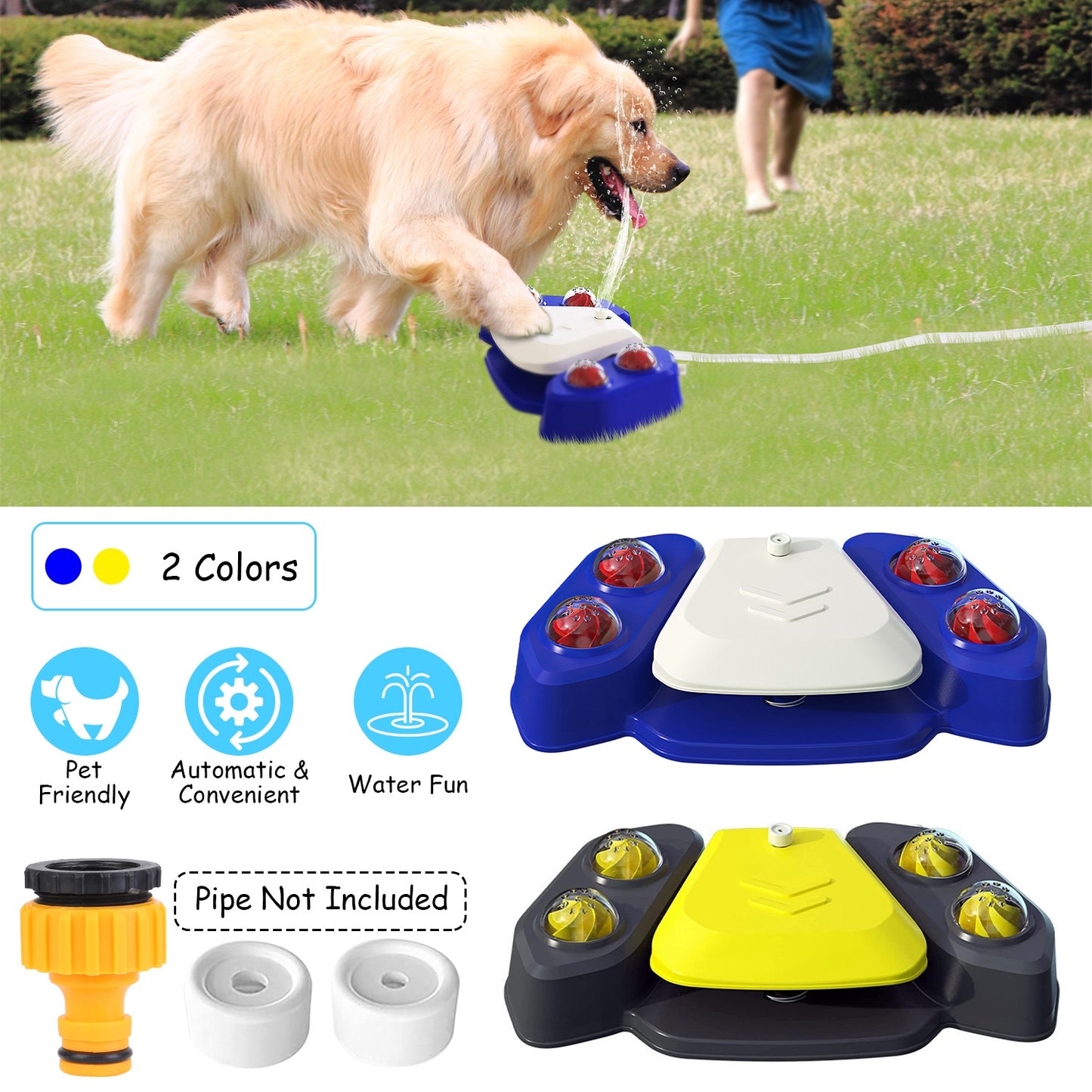 Step-On Dog Water Fountain with Sprinkler & Shower Balls
