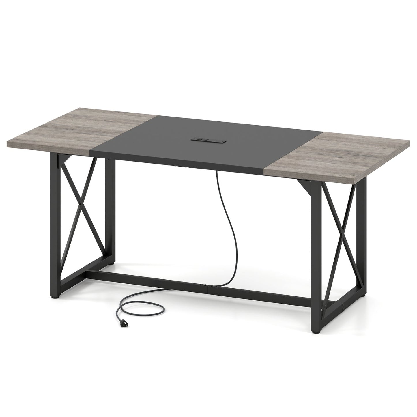 6FT Conference Table with Power Outlets Seats 6-8 People for Office