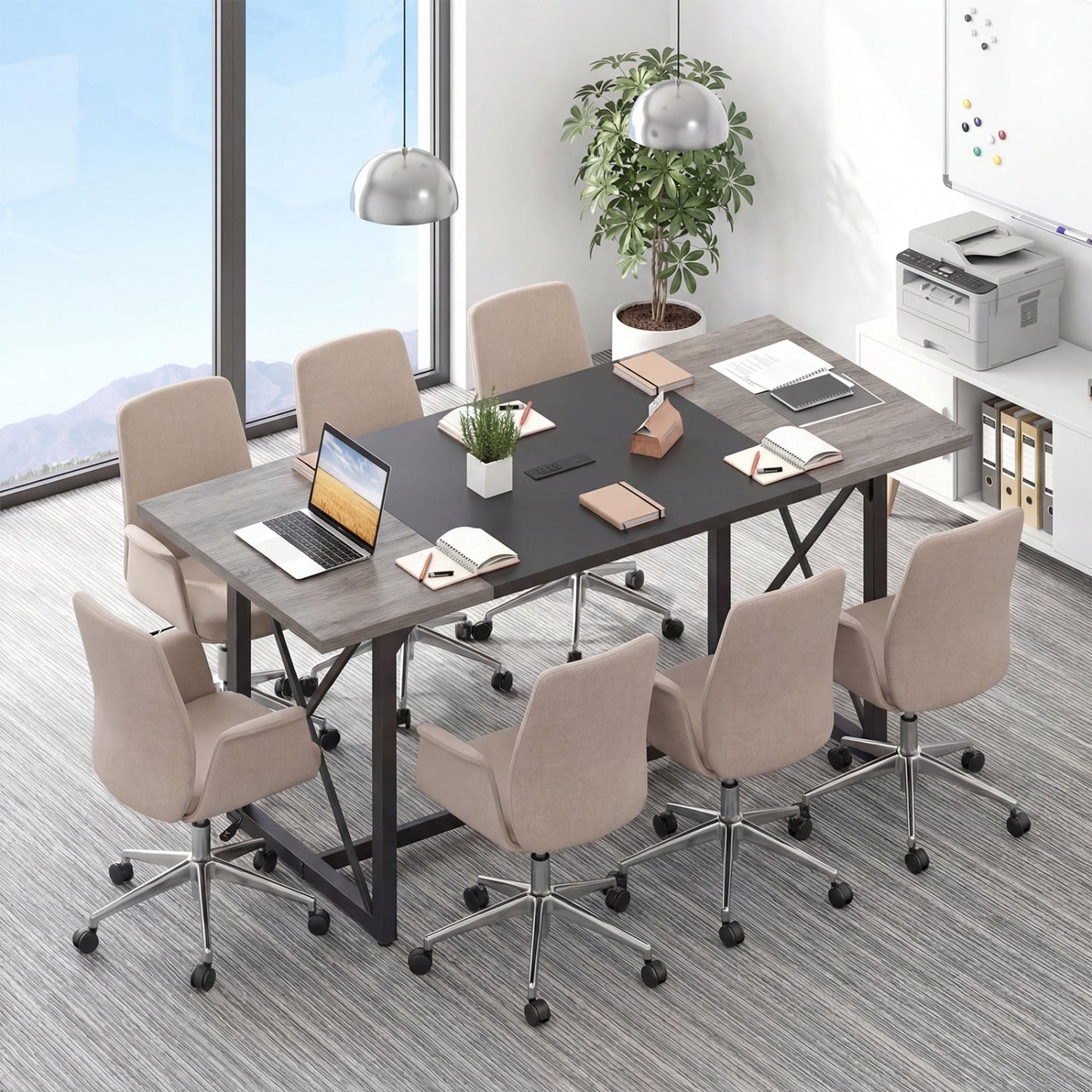 6FT Conference Table with Power Outlets Seats 6-8 People for Office