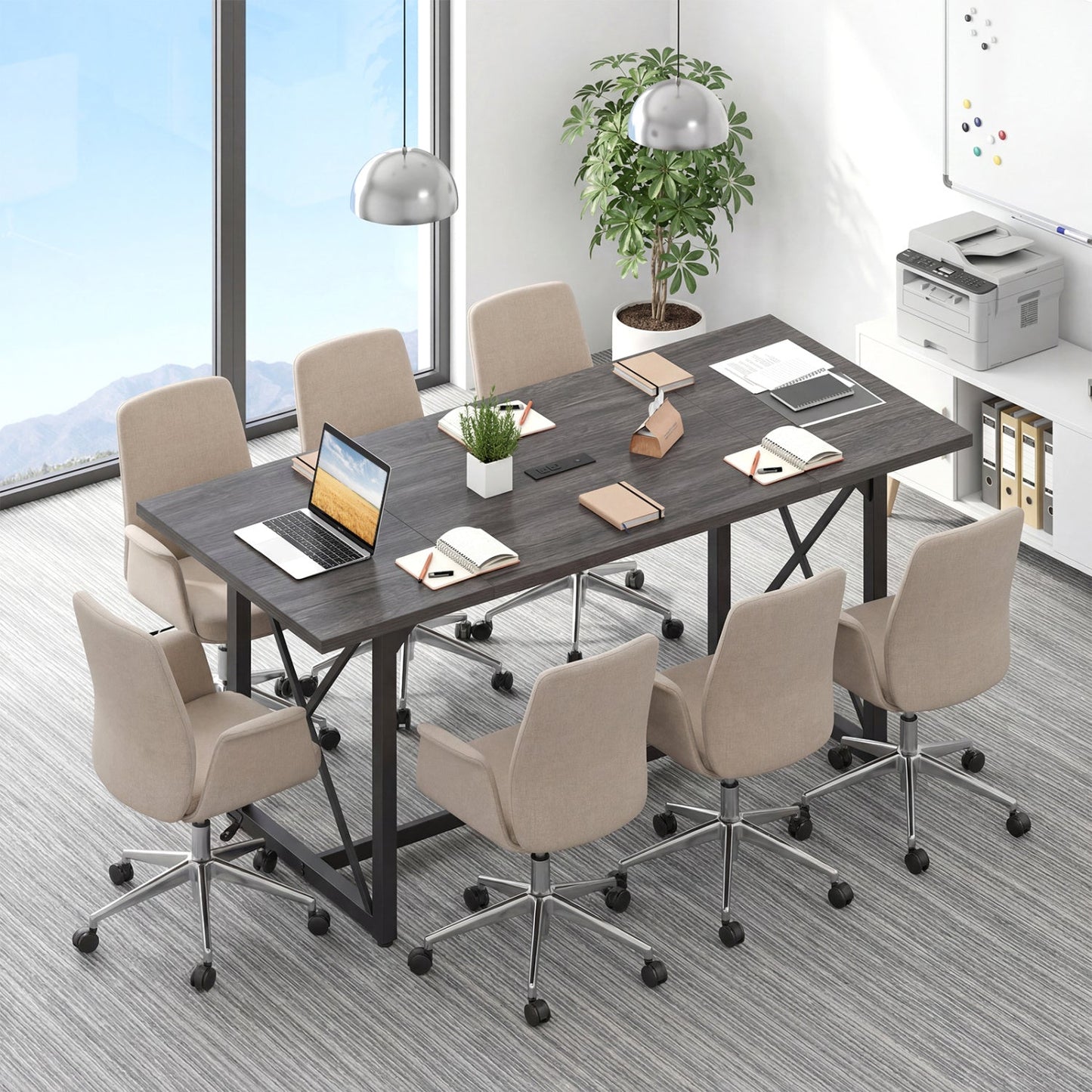 6FT Conference Table with Power Outlets Seats 6-8 People for Office