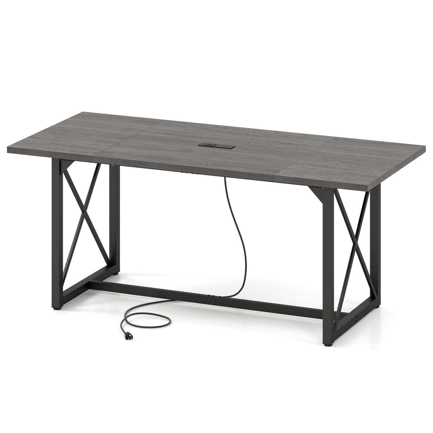 6FT Conference Table with Power Outlets Seats 6-8 People for Office