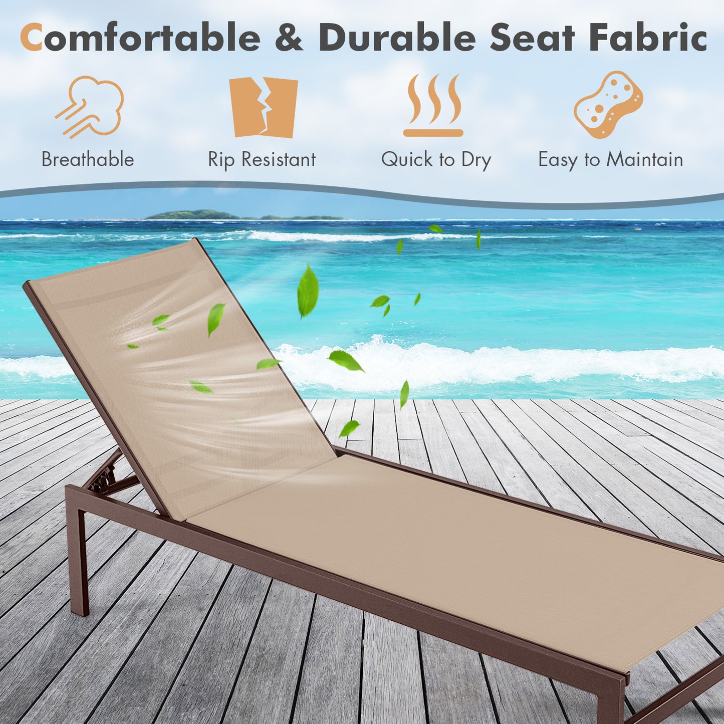 6-Position Adjustable Chaise Lounge Chair with Aluminum Frame