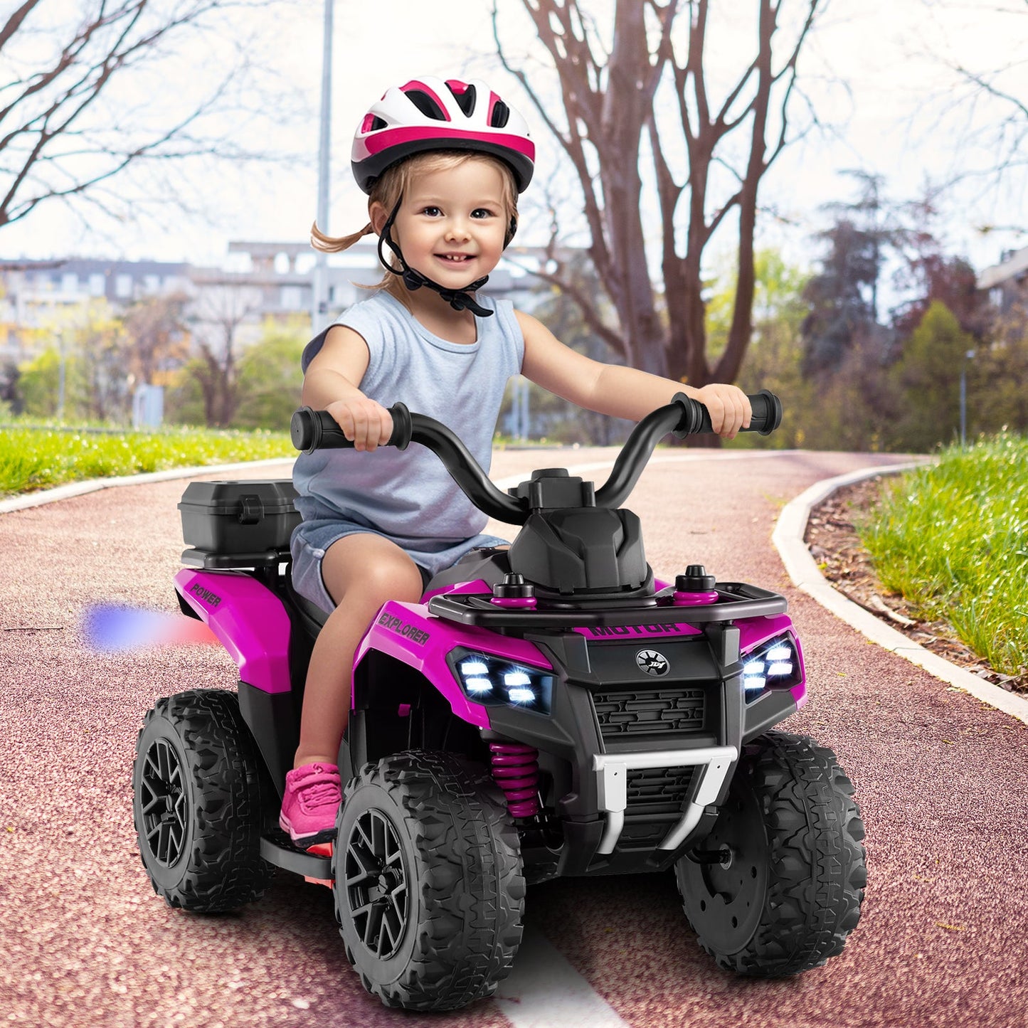 6V Kids Ride On ATV with Spray Function and Storage Box with Music