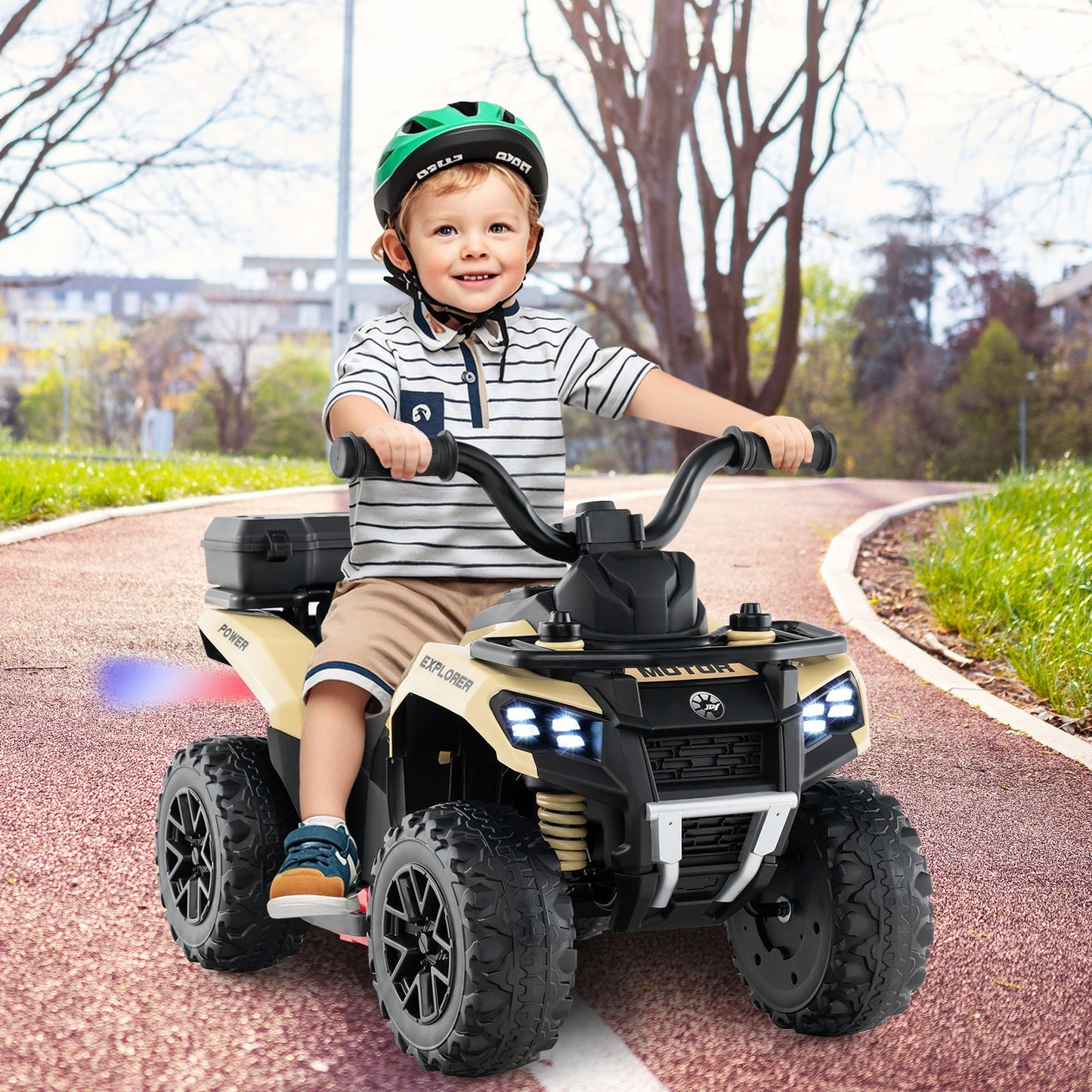 6V Kids Ride On ATV with Spray Function and Storage Box with Music