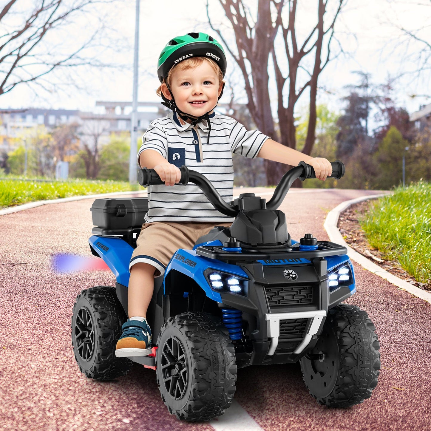 6V Kids Ride On ATV with Spray Function and Storage Box with Music