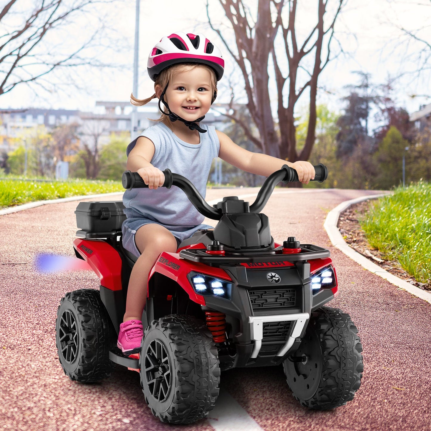 6V Kids Ride On ATV with Spray Function and Storage Box with Music