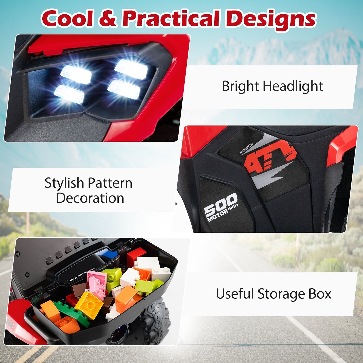 6V Kids Ride On ATV with Spray Function and Storage Box with Music