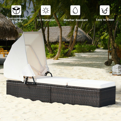 Outdoor Chaise Lounge with Canopy and Cushion