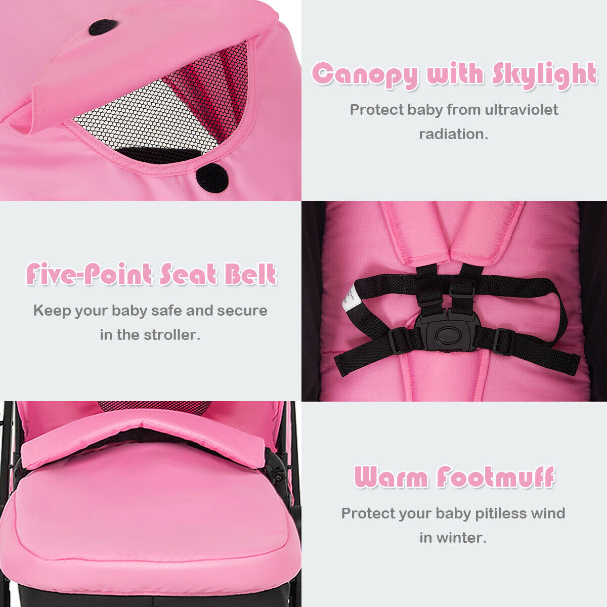 2-in-1 Foldable Baby Stroller with Reversible Seat