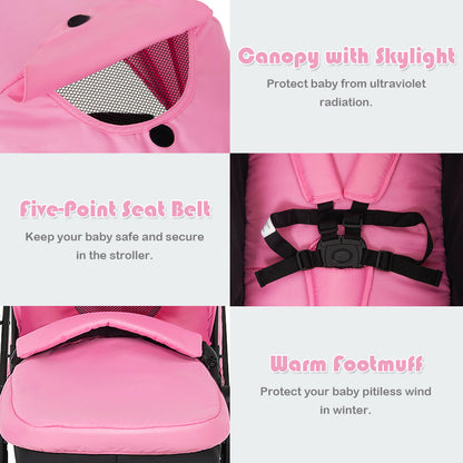2-in-1 Foldable Baby Stroller with Reversible Seat
