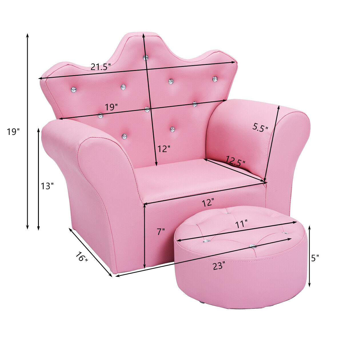 Kids Sofa Armrest Chair with Ottoman for Toddlers