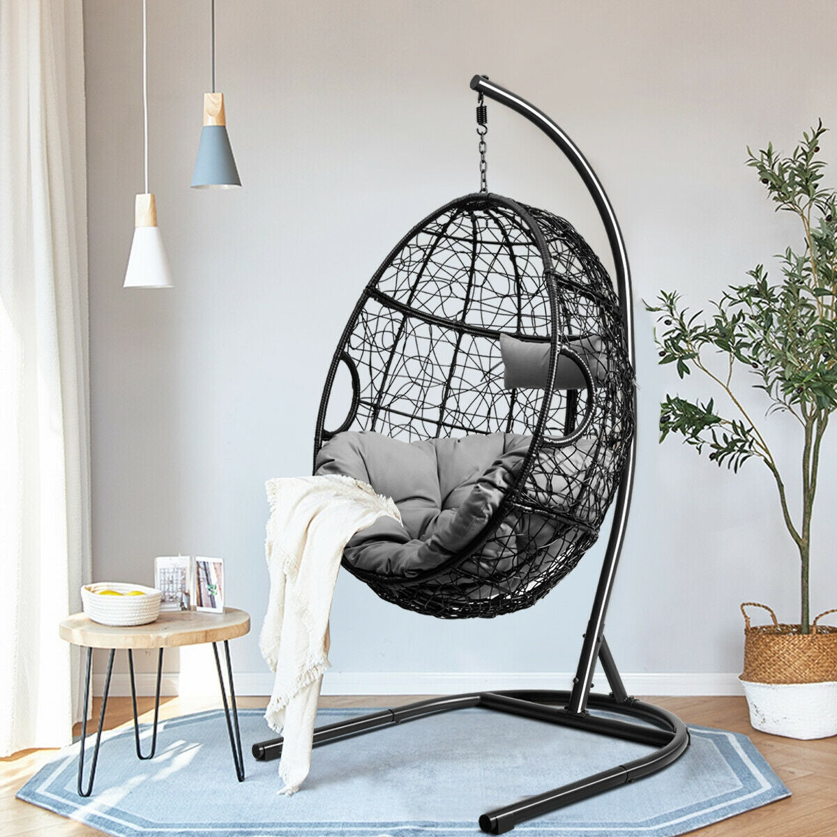 Hanging Hammock Chair with Stand and Cushion