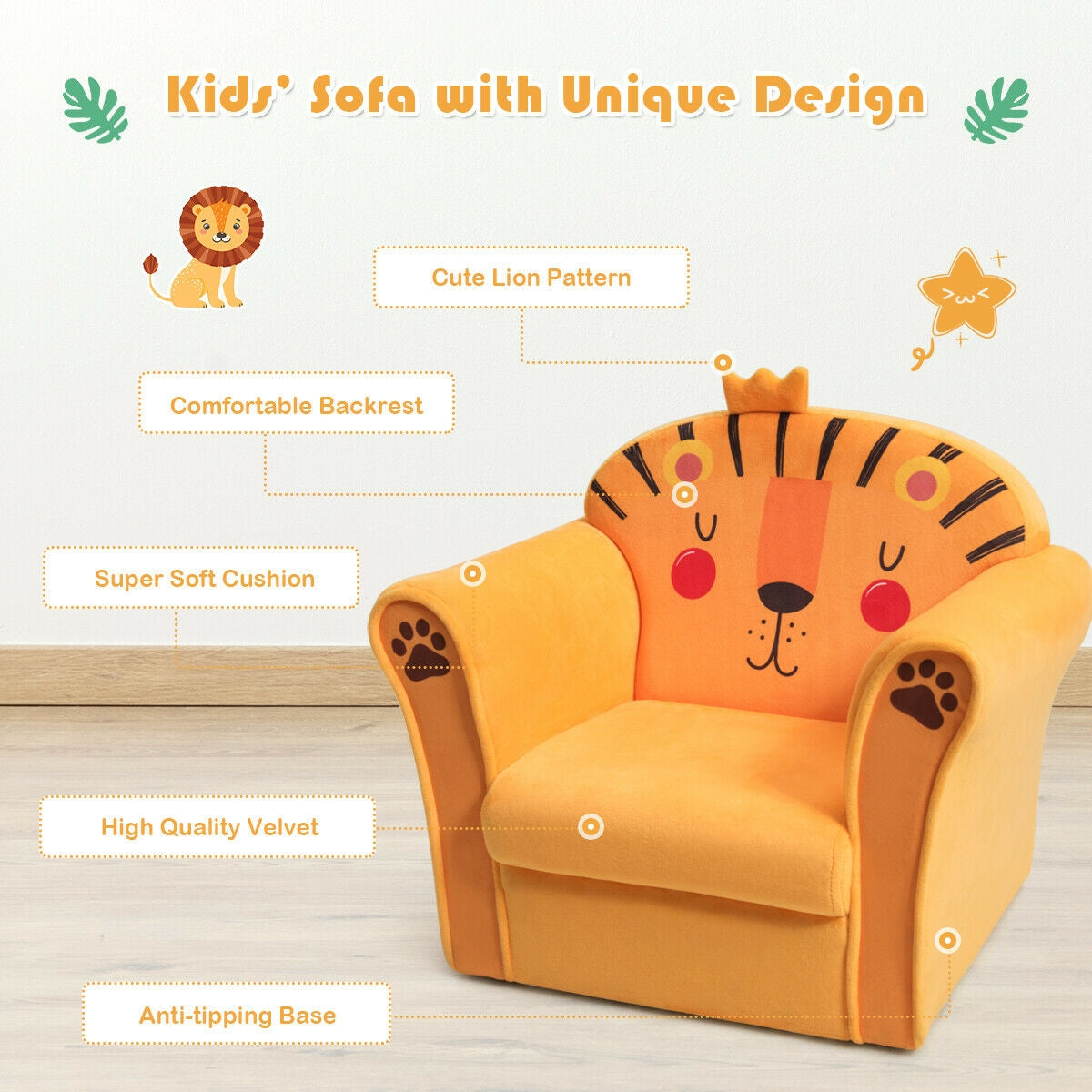 Kids Astronaut Armrest Upholstered Sofa Chair