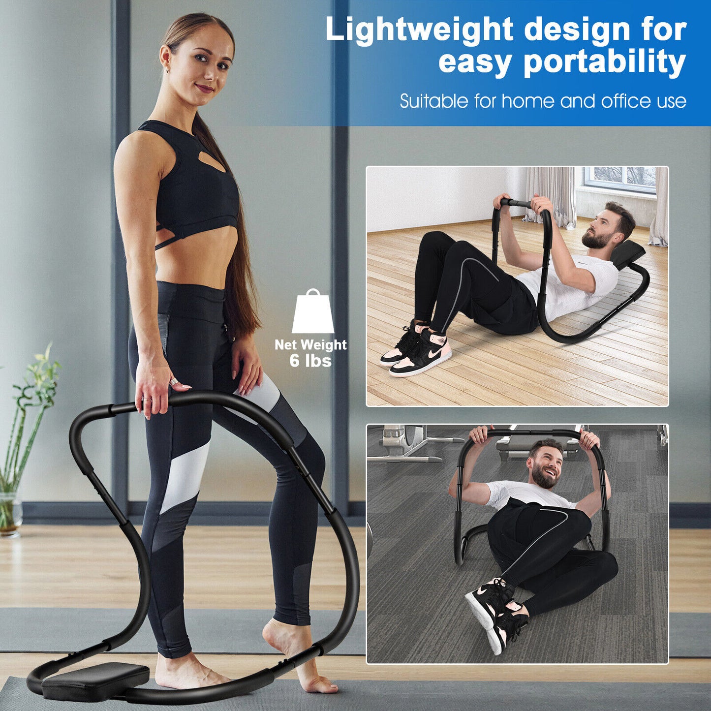 Portable AB Trainer with Headrest for Core Workouts