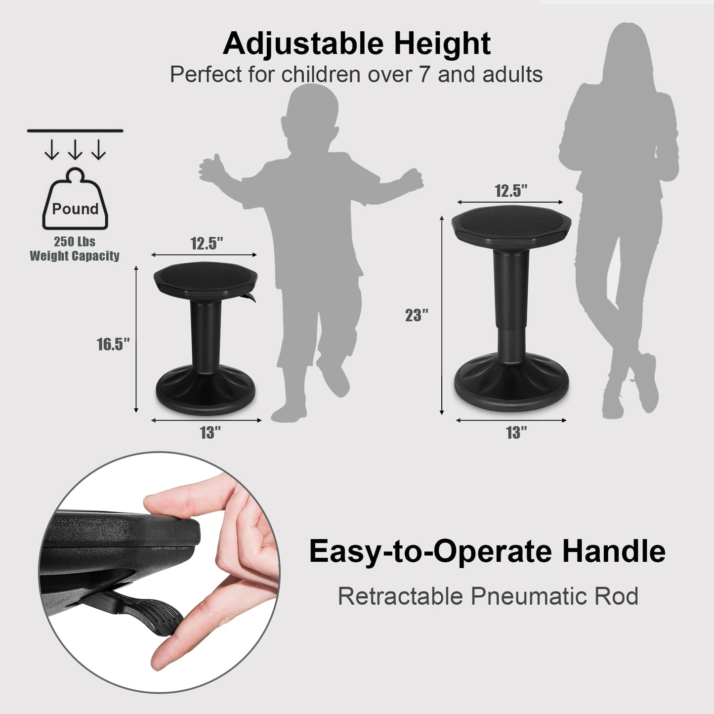 Adjustable Active Learning Wobble Stool with Cushion Seat