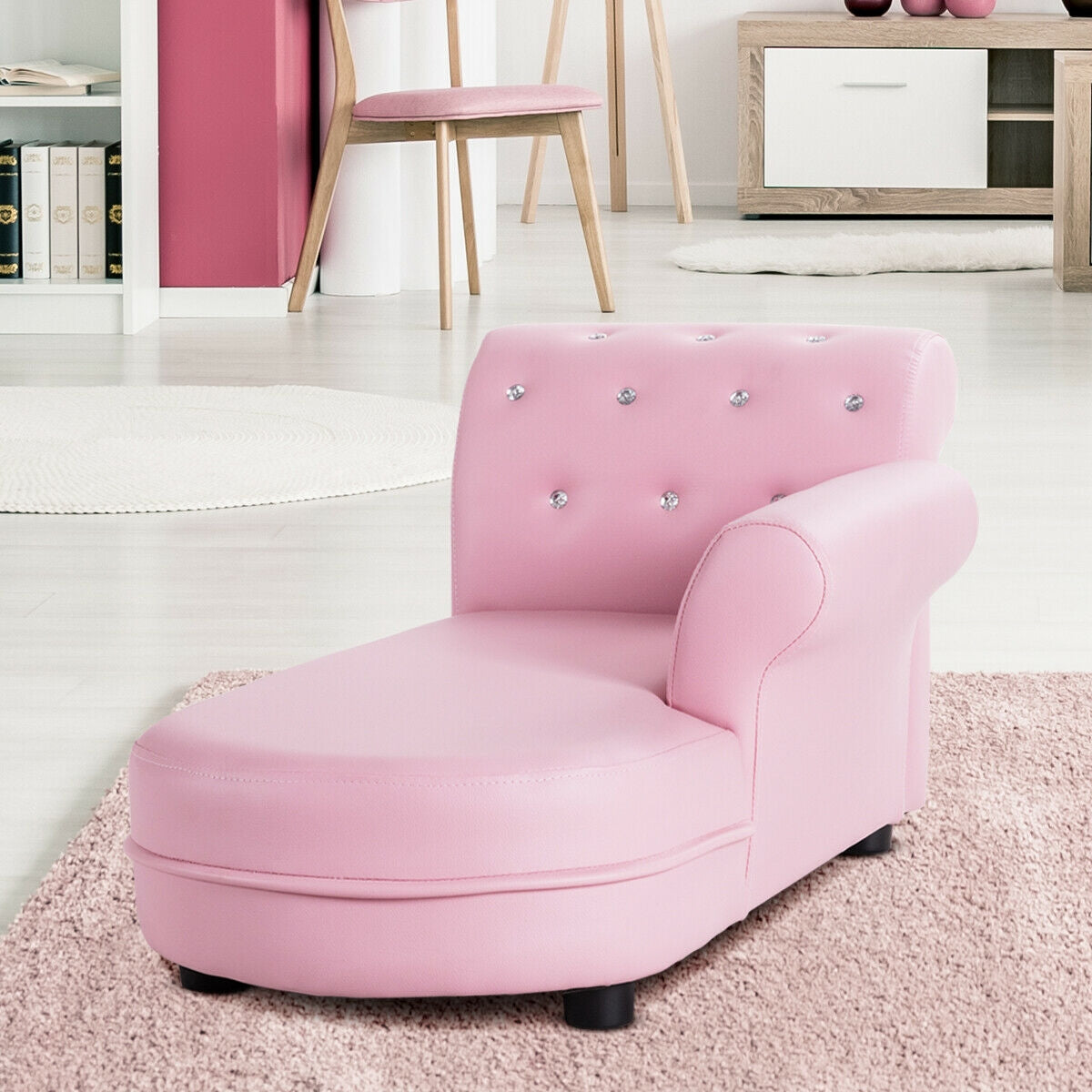 Kids Chaise Lounge Sofa with Armrests - Pink