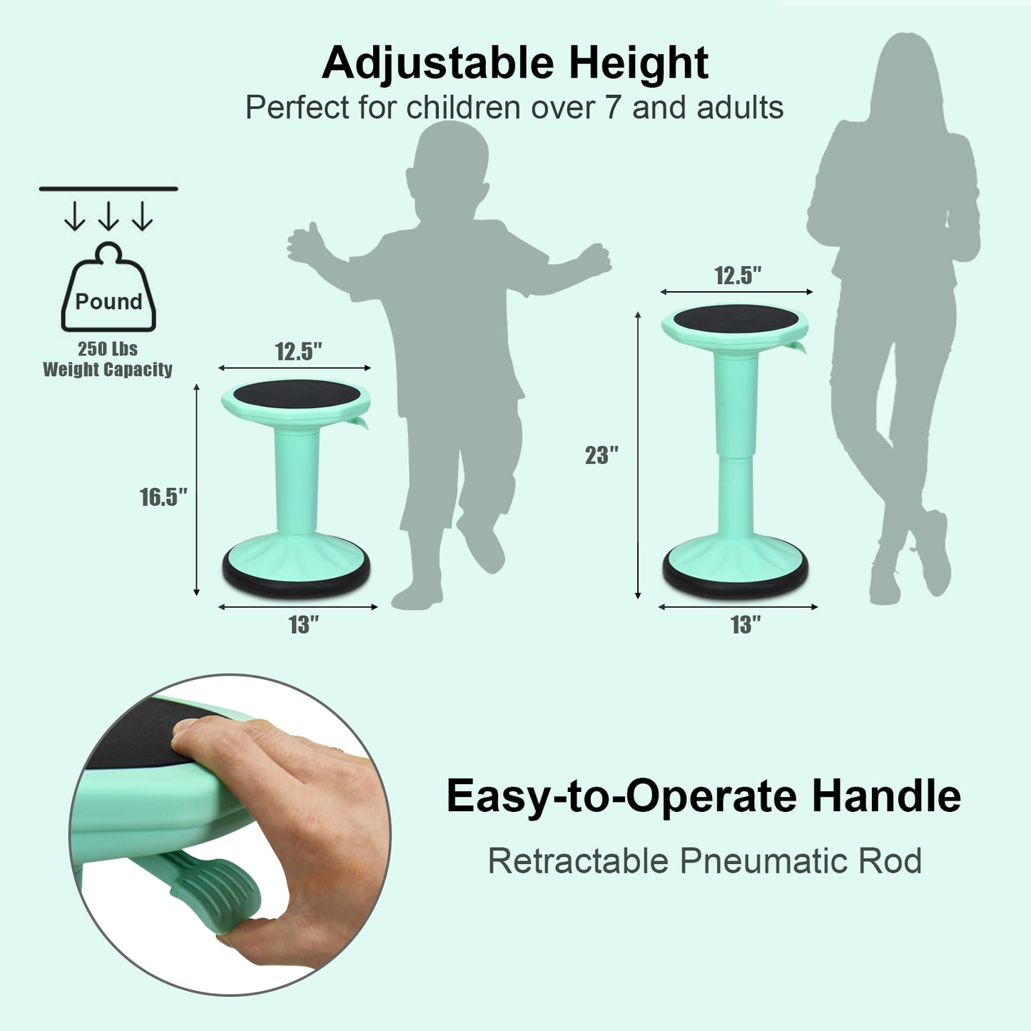 Adjustable Active Learning Wobble Stool with Cushion Seat