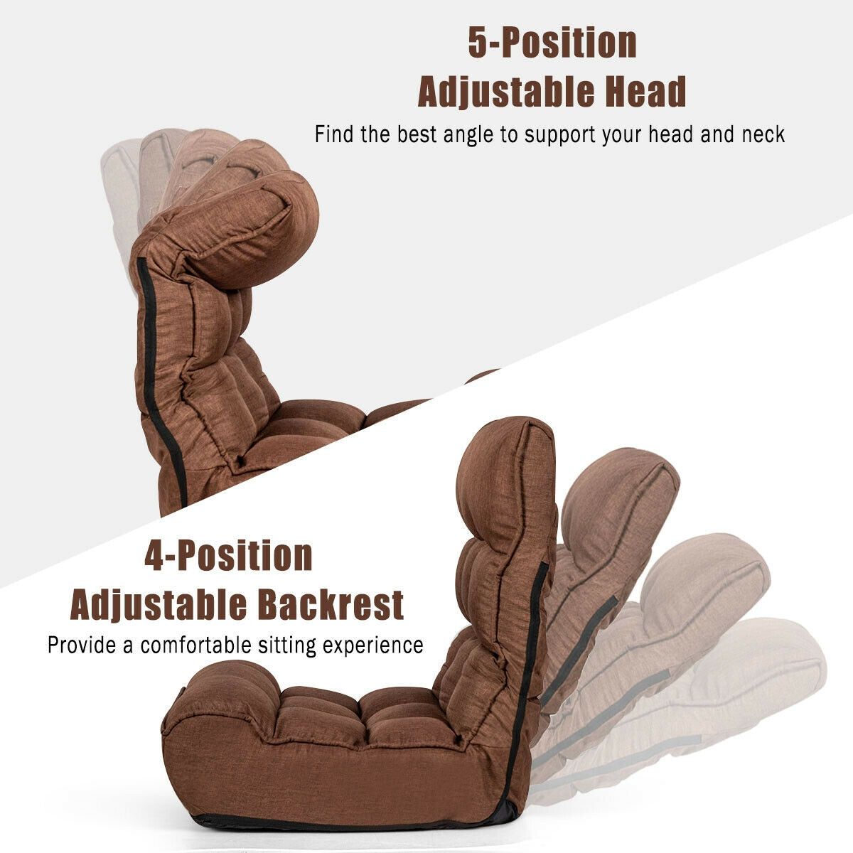 4-Position Adjustable Floor Chair with Folding Design