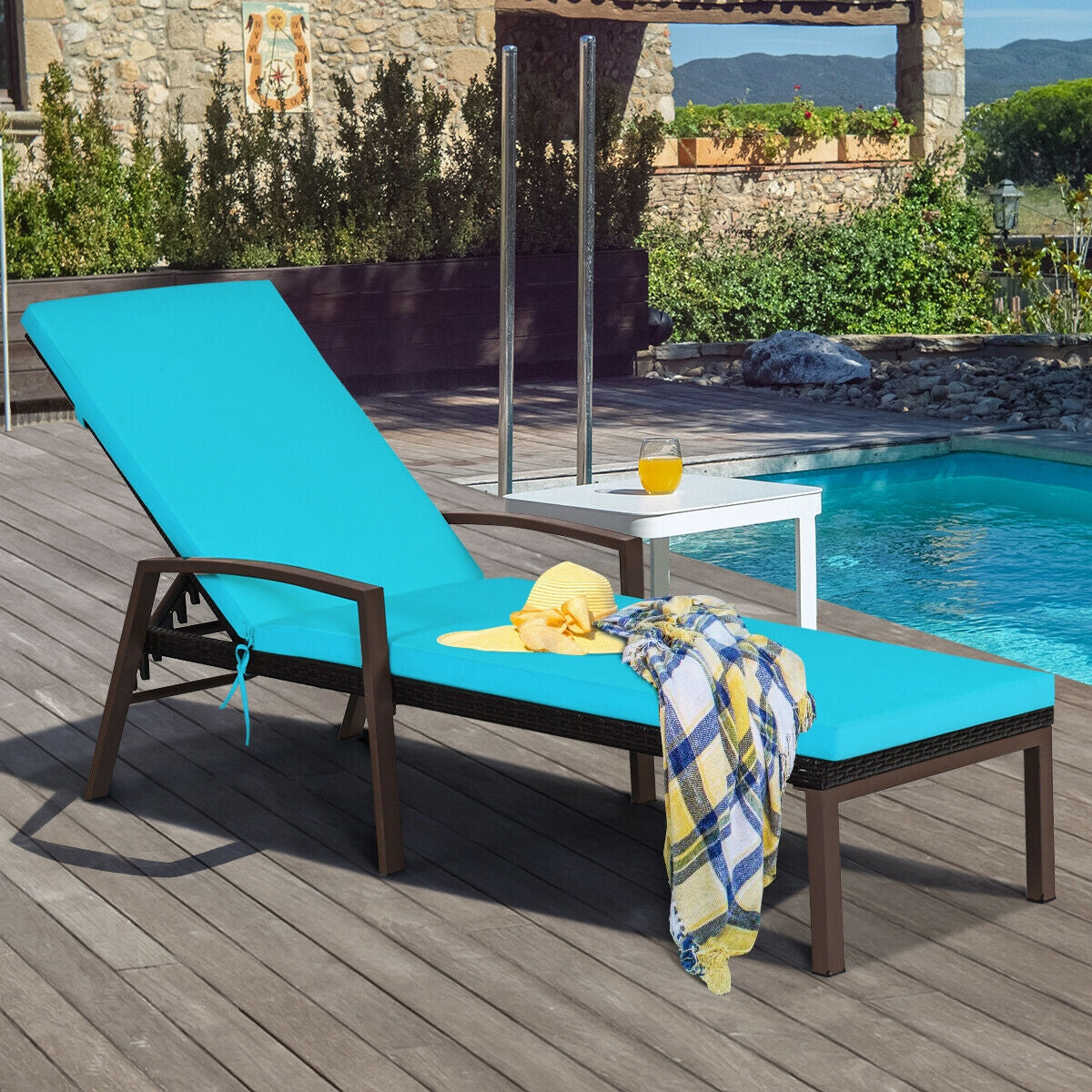 Adjustable Patio Chaise Lounge Chair Set with Cushions